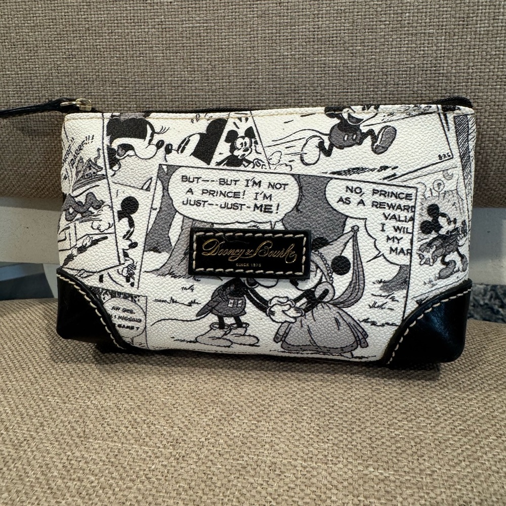 Dooney & Bourke Black and White Comic Print Cosmetic Bag
